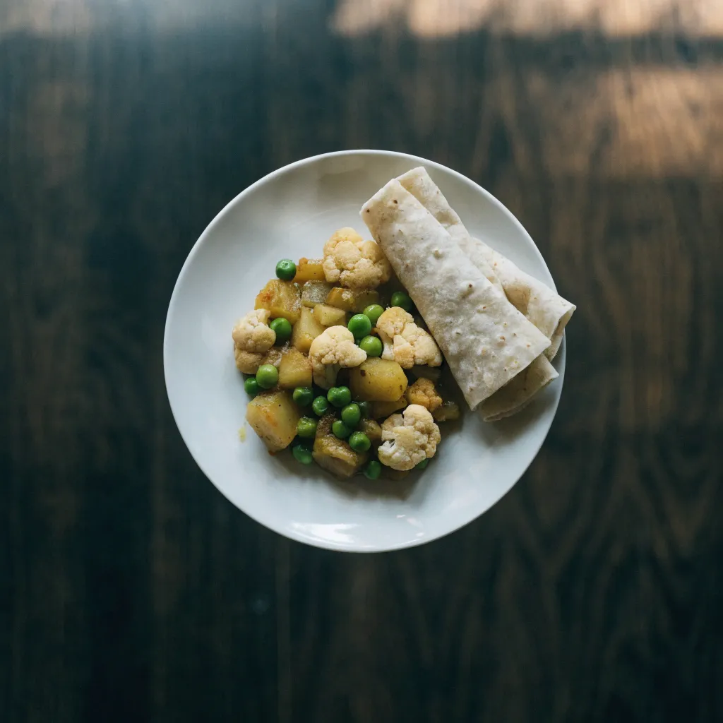 Mixed Veg Sabzi with Roti - Seasonal vegetables with hand-rolled rotis at Mummy's Tiffin, North York